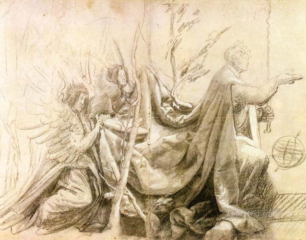 Kneeling King with Two Angels Renaissance Matthias Grunewald Oil Paintings